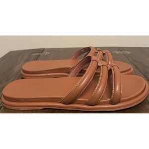 Olukai Tiara Slide Comfort Sandals Fox Brown Leather Women's Size 11